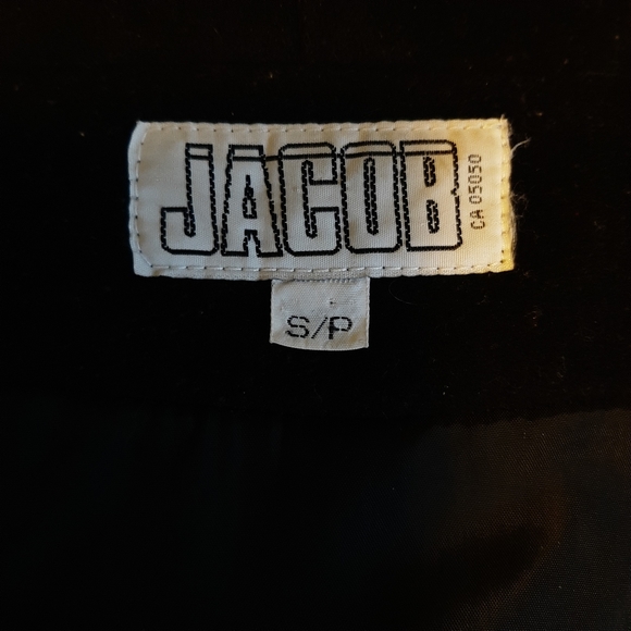 🅱️🅾️G🅾️ JACOB 100% wool black pea coat w hood - Picture 3 of 5